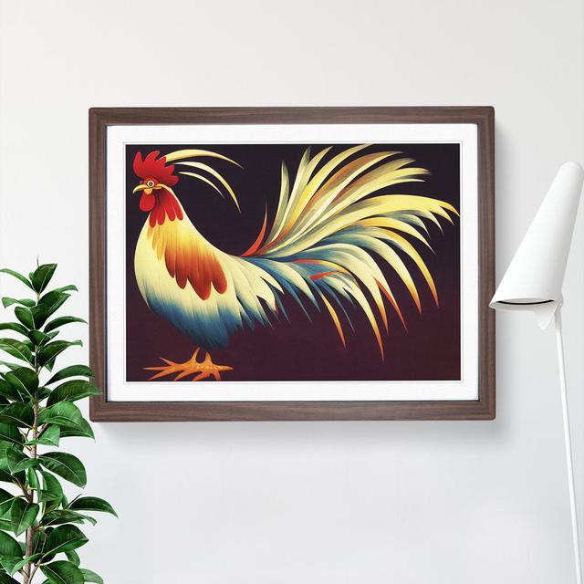 Unreal Rooster Abstract - Picture Frame Graphic Art Brambly Cottage Size: 25cm H x 34cm W x 2cm D, Frame Colour: Walnut on Productcaster.