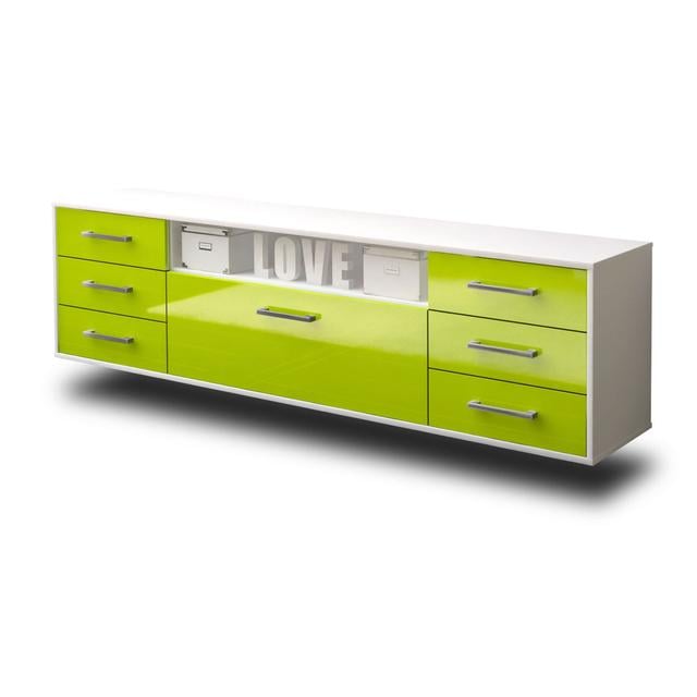 Barillas TV stand; Color: Mint/White; Flying/Metal handles; Dimensions: 180cm x 49cm x 35cm Brayden Studio Colour: Green/White on Productcaster.