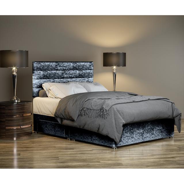 Sitka Divan Bed Base 17 Stories Size: Super King (6'), Colour: Denim on Productcaster.