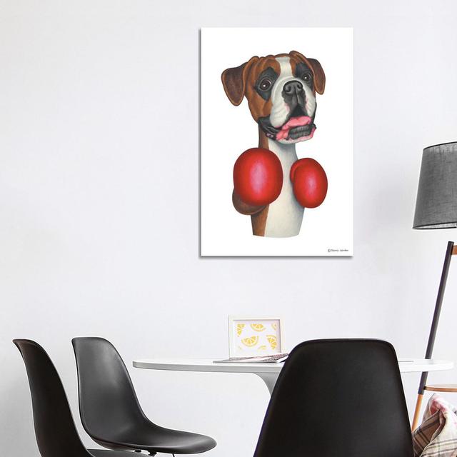 Boxer Boxing by Danny Gordon - Wrapped Canvas Graphic Art Happy Larry on Productcaster.