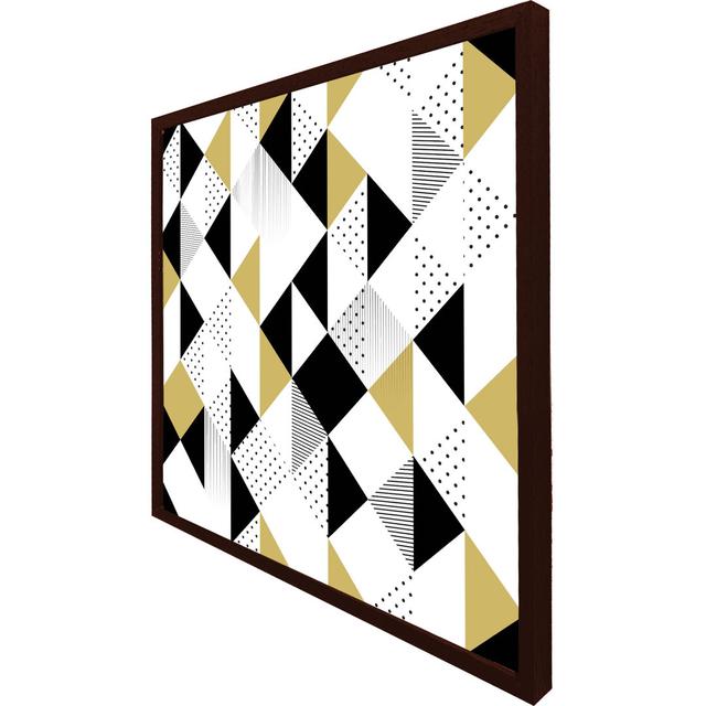 Arwynn Gold & Black Geometric Triangles - Single Picture Frame Print Metro Lane Frame Colour: White Framed, Size: 41cm H x 41cm W x 4cm D on Productcaster.