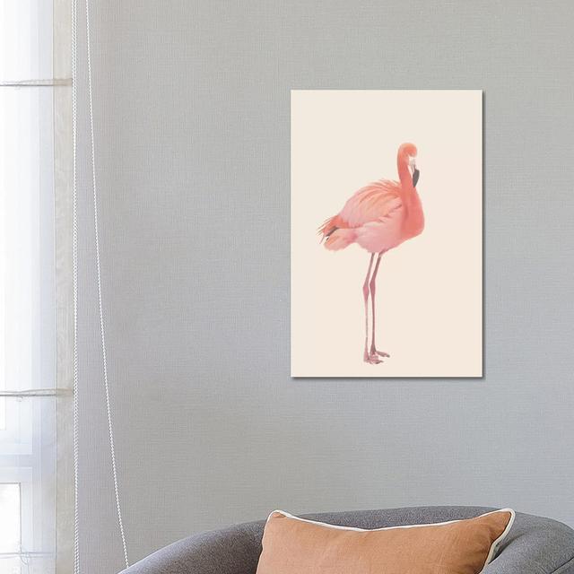 Flamingo in Snow Rose by Monika Strigel - Wrapped Canvas Graphic Art Bay Isle Home Size: 66.04cm H x 45.72cm W x 1.91cm D on Productcaster.