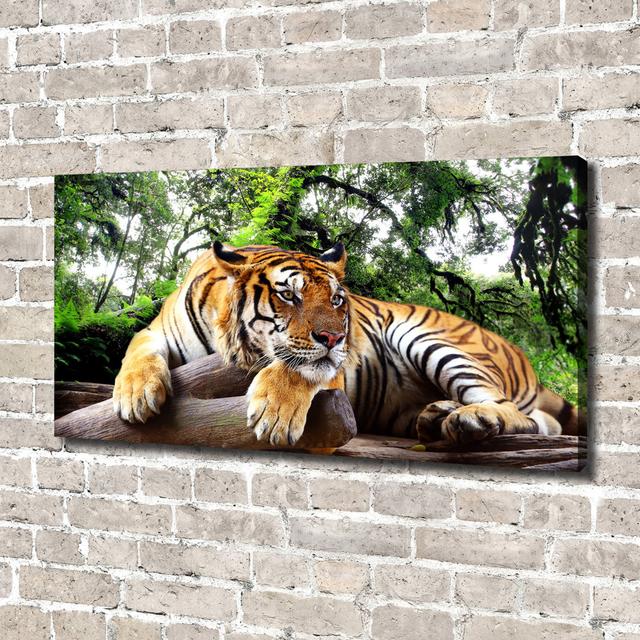 Tiger on the Rock - Unframed Art Prints on Canvas Ebern Designs on Productcaster.