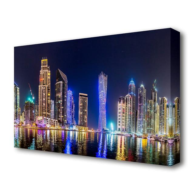 Cayan Tower Blues Dubai - Wrapped Canvas Photograph Print East Urban Home Size: 81.3 cm H x 121.9 cm W on Productcaster.