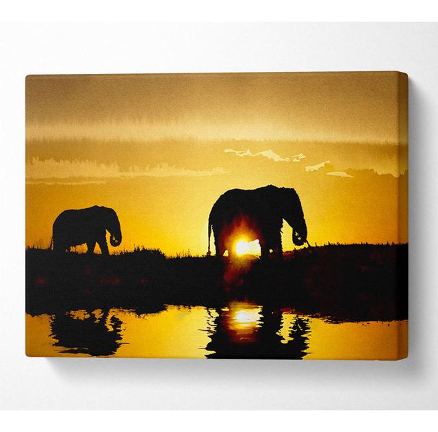 Elephants Watering Hole - Wrapped Canvas Art Prints Latitude Vive Size: 81cm H x 121.9cm W x 10cm D on Productcaster.