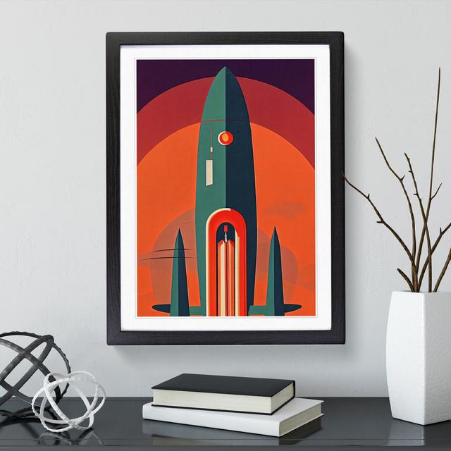 Art Deco Spaceship Art No.2 - Wrapped Canvas Print Borough Wharf Format: Black Frame, Size: 34cm H x 25cm W on Productcaster.