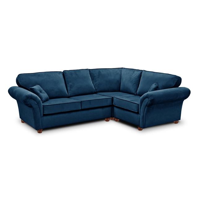 Lila 3 - Piece Velvet Corner Sectional Mercer41 Orientation: Right Hand Facing, Upholstery Colour: Navy Blue on Productcaster.