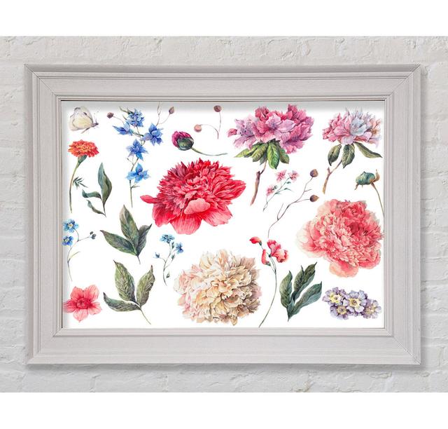 Rose Coloured Delicate Flowers - Single Picture Frame Art Prints Rosalind Wheeler Size: 29.7cm H x 42cm W x 8cm D on Productcaster.