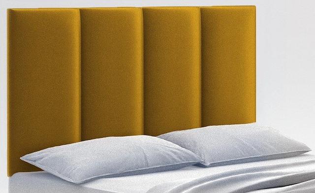 Renly Upholstered Headboard Wade Logan Upholstery: Velvet Gold, Mattress Size: Small Double on Productcaster.