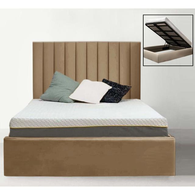 Lydianna Upholstered Storage Bed Ebern Designs Colour: Beige, Size: Kingsize (5') on Productcaster.