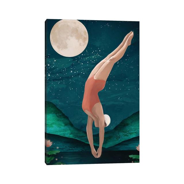 Dive by Laura Graves - Painting Print on Canvas 17 Stories Format: Wrapped Canvas, Size: 30.48cm H x 20.32cm W x 1.91cm D on Productcaster.