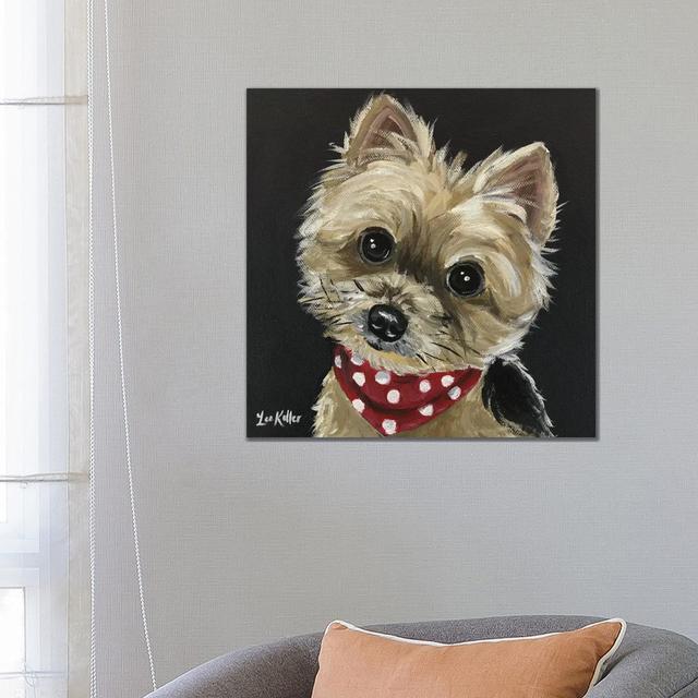 Yorkie Wearing Red Bandana by Hippie Hound Studios - Wrapped Canvas Graphic Art ClassicLiving Size: 66.04cm H x 66.04cm W x 3.81cm D on Productcaster.