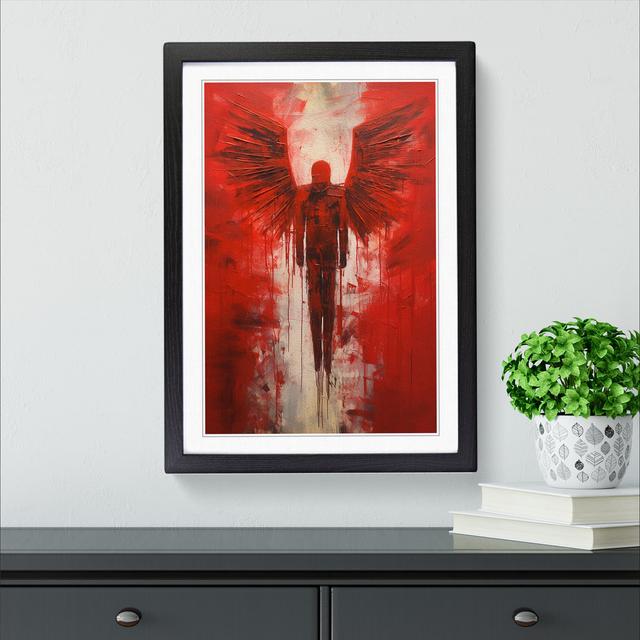 Angel of the North Gestural Happy Larry Size: 34cm H x 25cm W, Format: Black Framed on Productcaster.