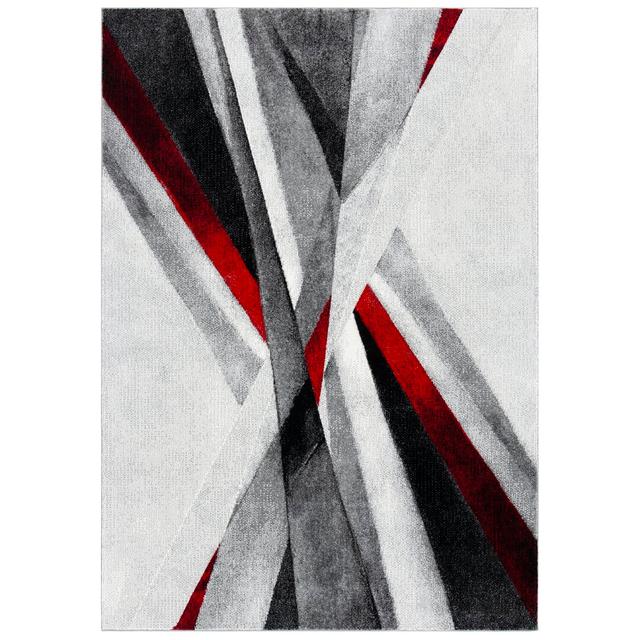 Parkes Abstract Machine Woven Grey/Red Area Rug Metro Lane Rug Size: Rectangle 90 x 150cm on Productcaster.