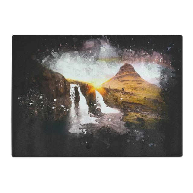 Tempered Glass Kirkjufell Waterfalls & Mountain Chopping Board East Urban Home Size: 28.5 cm x 39 cm on Productcaster.