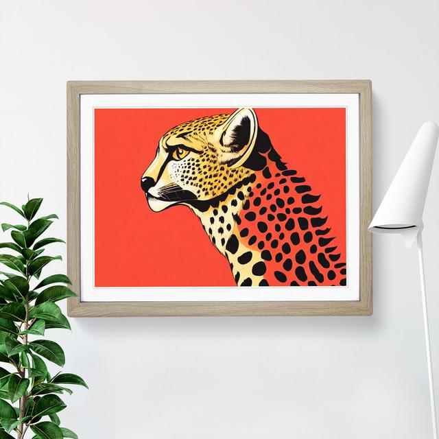 Illuminated Cheetah - Single Picture Frame Print World Menagerie Frame Colour: Oak, Size: 25cm H x 34cm W x 2cm D on Productcaster.