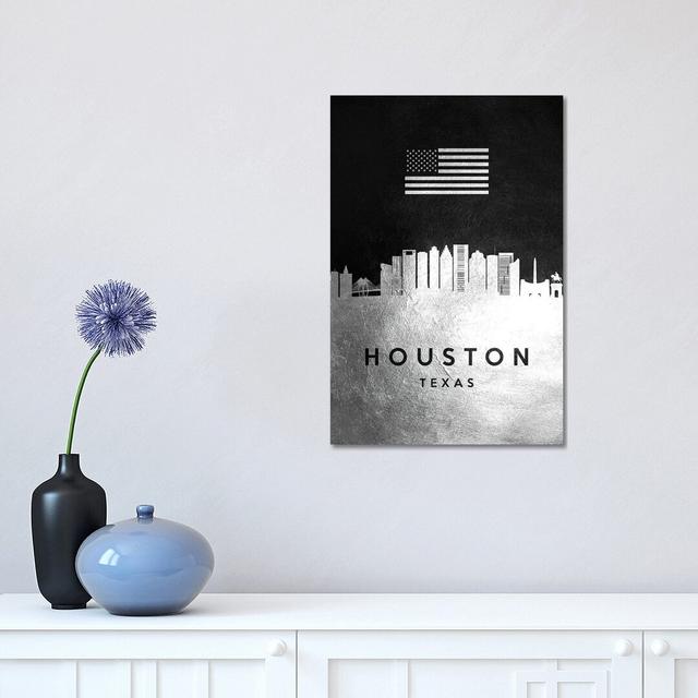 Houston Texas Silver Skyline by Adrian Baldovino - Wrapped Canvas Print Ebern Designs Size: 45.72cm H x 30.48cm W x 1.91cm D on Productcaster.