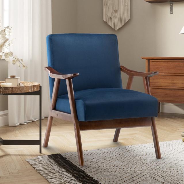 Gabar 75Cm Wide Classic Mid-Century Modern Armchair George Oliver Upholstery Colour: Blue on Productcaster.