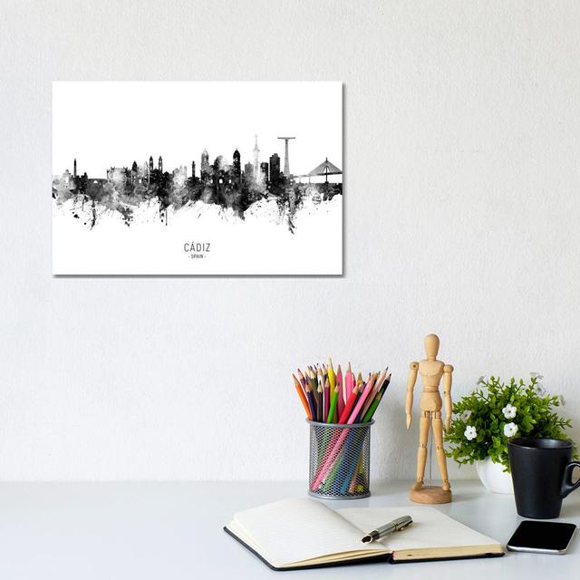 Cadiz Spain Skyline Name Bw by Michael Tompsett - Wrapped Canvas Graphic Art Latitude Run Size: 30.48cm H x 45.72cm W x 1.91cm D on Productcaster.