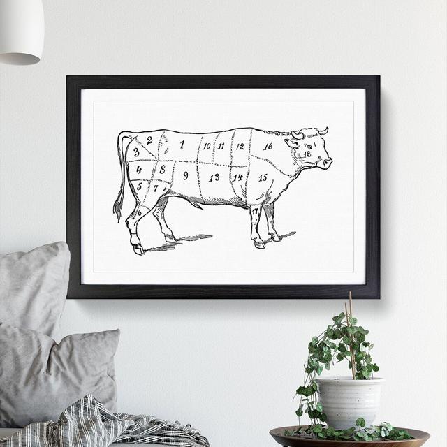 Butchers Beef Cuts - Picture Frame Drawing East Urban Home Frame Option: Black Framed, Size: 27cm H x 36cm W x 2cm D on Productcaster.