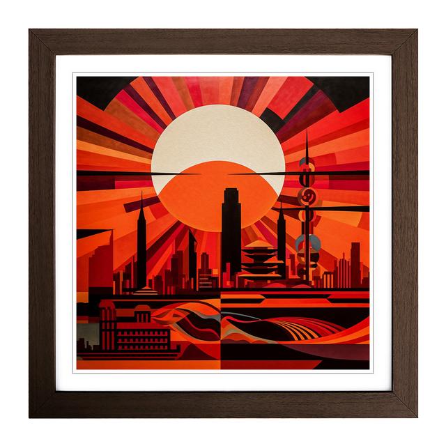 Japanese Sunset Constructivism No.4 - Single Picture Frame Print on Wood Marlow Home Co. Format: Walnut on Productcaster.