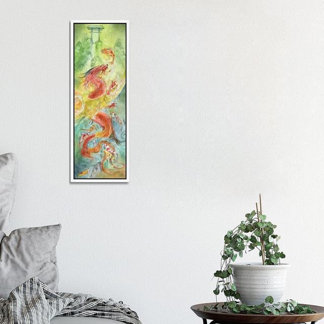 Dragongate by Stephanie Law - Panoramic Painting on Canvas Bloomsbury Market Size: 91.44cm H x 30.48cm W x 3.81cm D, Format: White Framed on Productcaster.