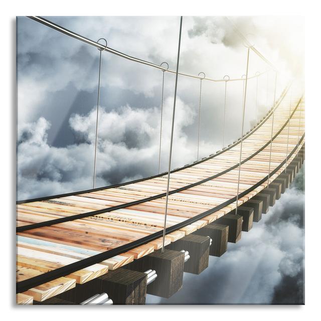 Wooden Bridge in the Clouds - Unframed Photograph on Glass Brayden Studio Size: 80cm H x 80cm W x 0.4cm D on Productcaster.