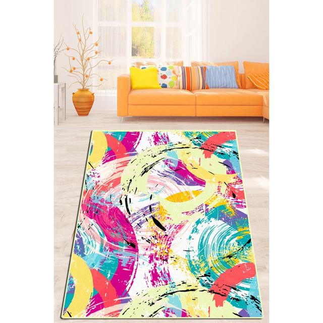 Kasota Insulto Shaggy Yellow/Pink/Teal Rug Metro Lane Rug Size: Rectangle 100 x 200cm on Productcaster.