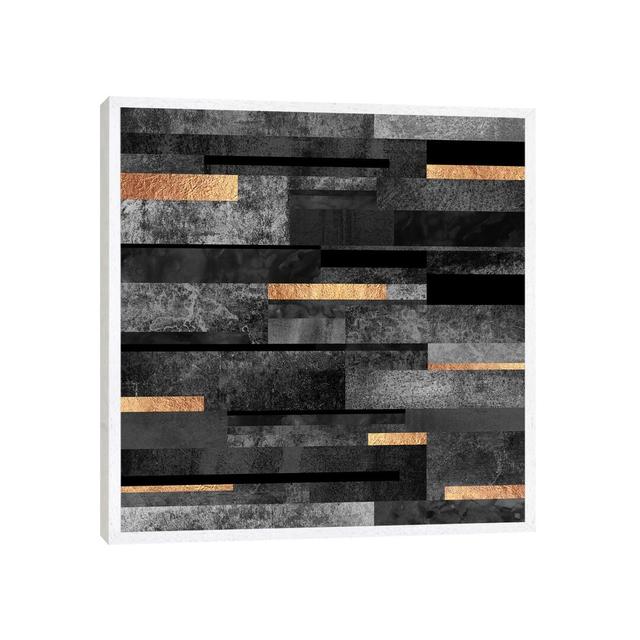 Urban Black And Gold - Print on Canvas Canora Grey Size: 66.04cm H x 66.04cm W x 3.81cm D, Format: White Floater Framed on Productcaster.