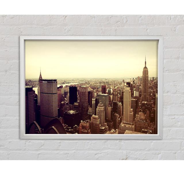 Empire State Building Retro - Single Picture Frame Art Prints on Canvas Bright Star Size: 84.1cm H x 118.9cm W x 3.3cm D on Productcaster.