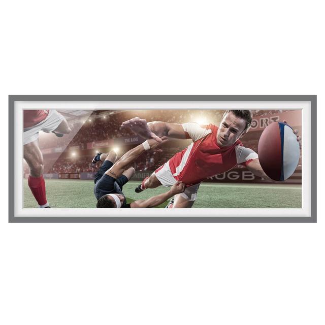 Rugby in Motion - Picture Frame Graphic Art Latitude Run Frame Option: Grey Framed, Size: 30cm H x 75cm W x 2cm D on Productcaster.