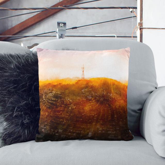 Sunlight over San Francisco Painting Cushion with Filling East Urban Home Backing Colour: Stone, Size: 55cm H x 55cm W x 20cm D on Productcaster.