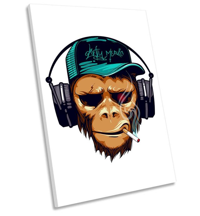 Monkey DJ Headphones - Wrapped Canvas Graphic Art Maturi Size: 76.2cm H x 50.8cm W x 2cm D on Productcaster.