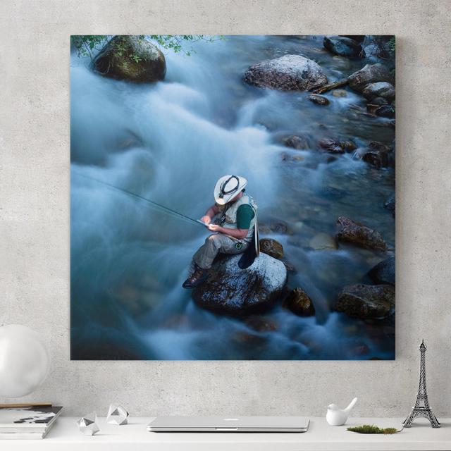 Fly Fisherman in Colorado - Wrapped Canvas Art Print Union Rustic Size: 70cm H x 70cm W, Format: Canvas 260g/m² on Productcaster.