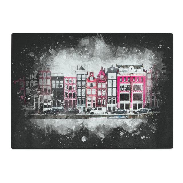 Tempered Glass Wintertime in Amsterdam Netherlands Paint Splash Chopping Board East Urban Home Size: 20 cm x 28.5 cm on Productcaster.