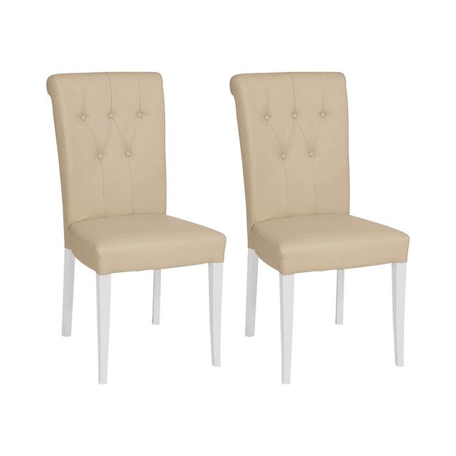 Ziggy Upholstered Dining Chair (Set of 2) August Grove Upholstery Colour: Ivory, Leg Colour: White on Productcaster.