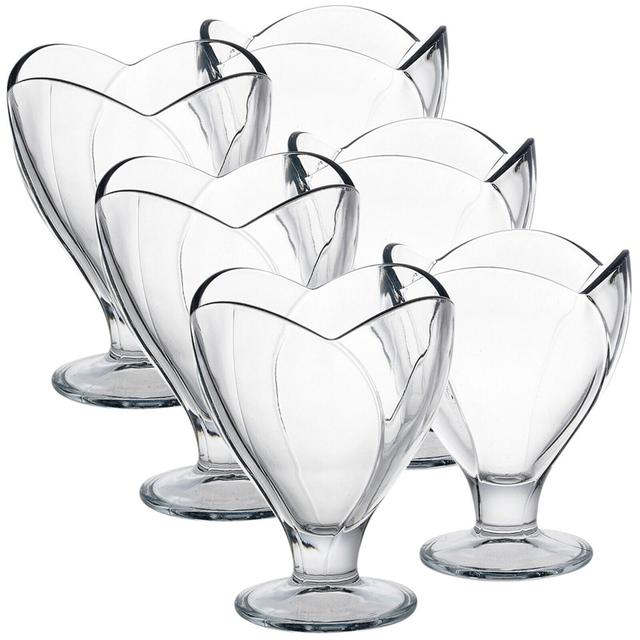 Set of 6 270ml Clear Glass Ice Cream Sundae Dessert Bowl Glasses Footed Cups (Set of 6) Metro Lane on Productcaster.