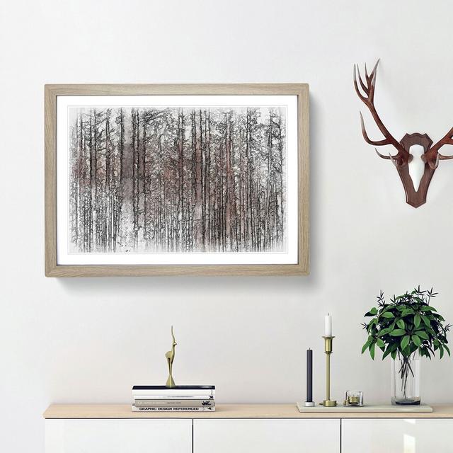 Red Forest in the Autumn Sketch - Picture Frame Graphic Art Print East Urban Home Size: 36cm H x 48cm W x 2cm D, Frame Option: Oak Framed on Productcaster.