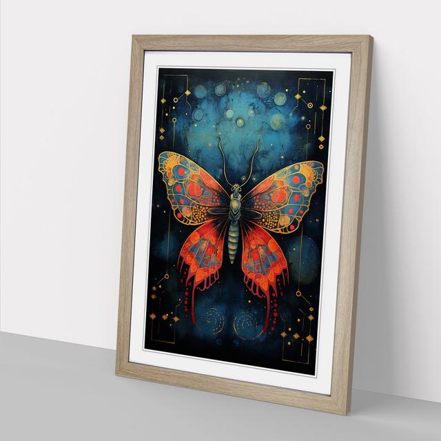 Moth Abstract No.2 Brambly Cottage Frame Colour: Oak, Size: 34cm H x 25cm W x 2cm D on Productcaster.