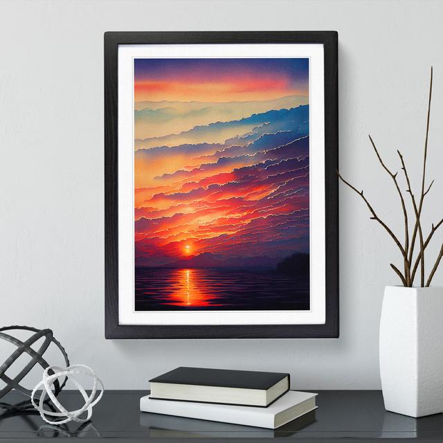 Shining Ocean Sunset House of Hampton Size: 64cm H x 46cm W x 2cm D, Frame Colour: Black Framed on Productcaster.