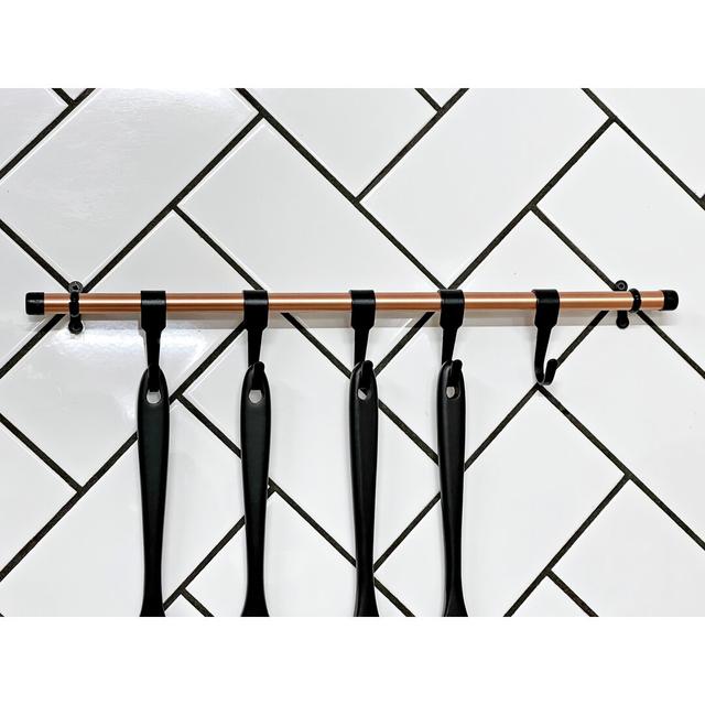 Copper & Black Wall Mounted Pot Rack QuirkHub Size: 50cm on Productcaster.