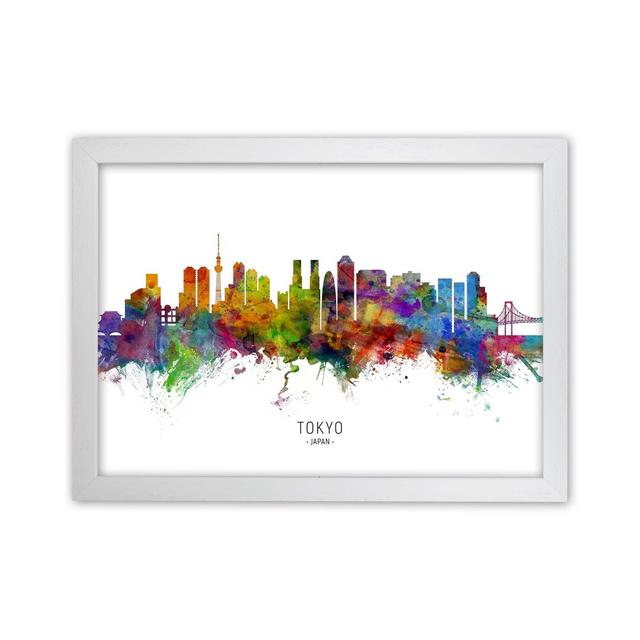 Tokyo Japan Skyline by Michael Tompsett - Graphic Art Print Ebern Designs Format: White Framed, Size: 64cm H x 88cm W x 3cm D on Productcaster.