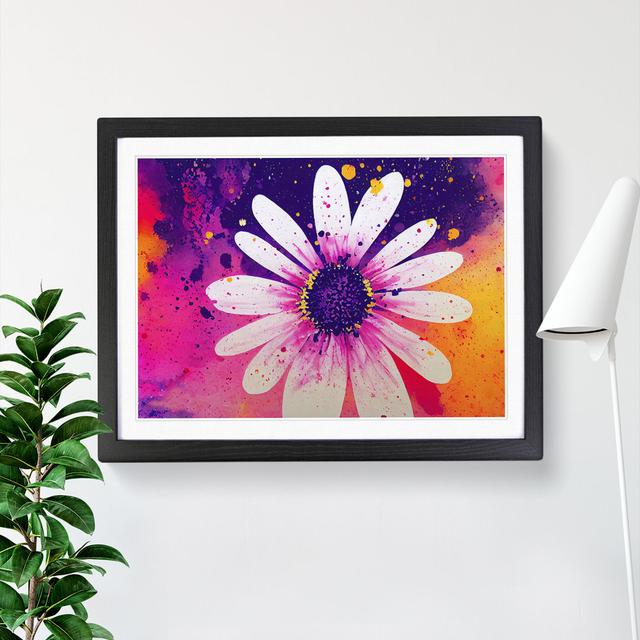 Daisy Flower Splash Vol.5 Abstract - Picture Frame Graphic Art Marlow Home Co. Frame Colour: Black, Size: 25cm H x 34cm W x 2cm D on Productcaster.