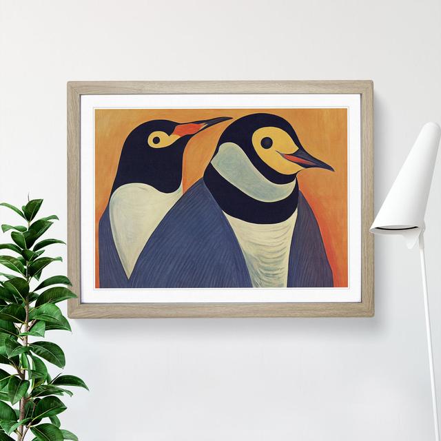 Vintage Penguin Art Abstract - Picture Frame Painting Marlow Home Co. Frame Colour: Oak, Size: 34cm H x 46cm W x 2cm D on Productcaster.