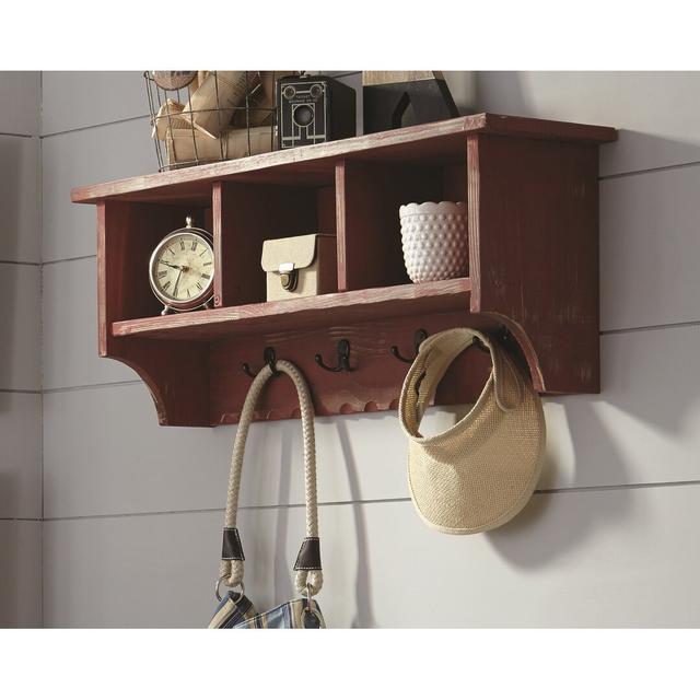 Fishel Wall Mounted Coat Rack Highland Dunes Colour: Red on Productcaster.