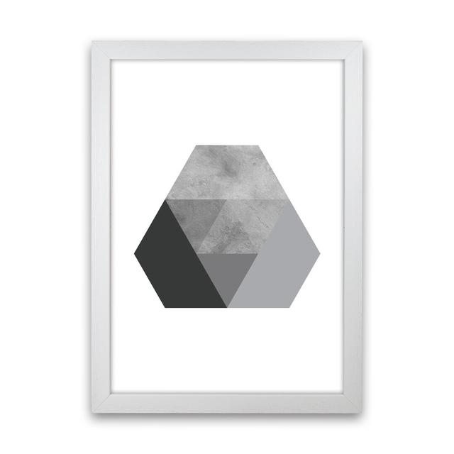 Geometric Grey And Black Hexagon by Pixy Paper - Print Corrigan Studio Size: 59.4cm H x 42cm W x 3cm D, Format: White Framed on Productcaster.