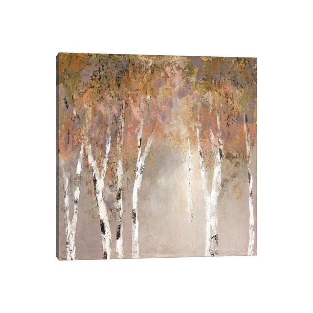 Sunlit Birch II by Carol Robinson - Painting Print on Canvas Union Rustic Size: 93.98cm H x 93.98cm W x 3.81cm D, Format: Wrapped Canvas on Productcaster.