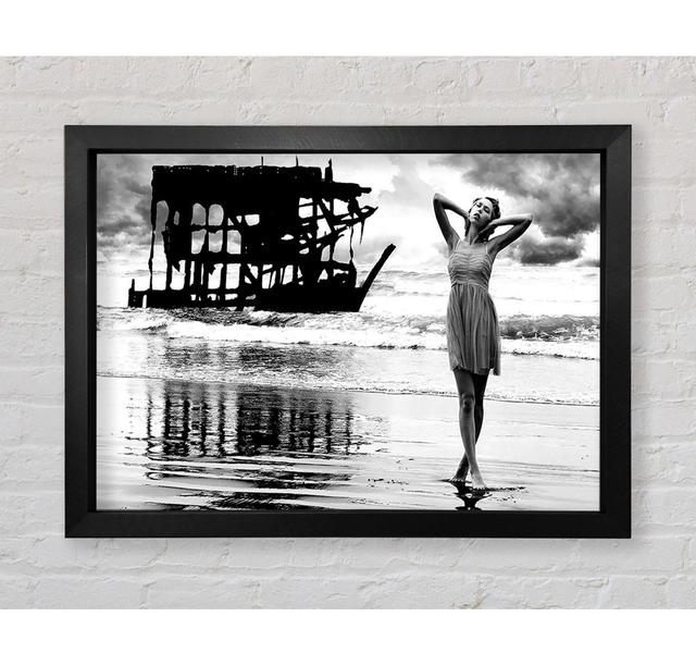 Shipwreck Oregon Coast Framed Print Wall Art Highland Dunes Format: Black Framed Paper, Size: 59.7cm H x 84.1cm W x 3.4cm D on Productcaster.