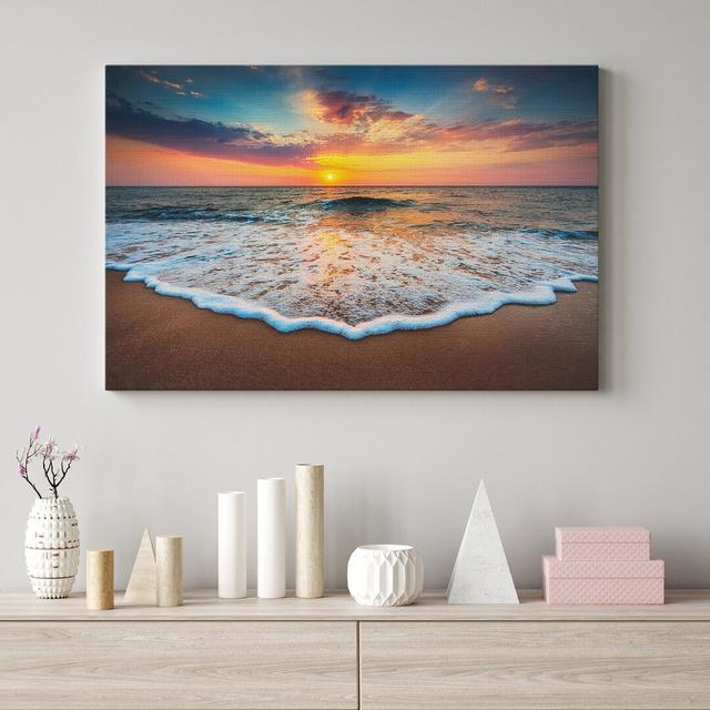 Leinwandbild Sea Sunset Xcm – Premium Leinwanddruck – Kunstdruck Auf Cm Holz-Keilrahmen Für Schlaf- Und Wohnzimmer – Kollektion Strand Haus am Meer Gr on Productcaster.