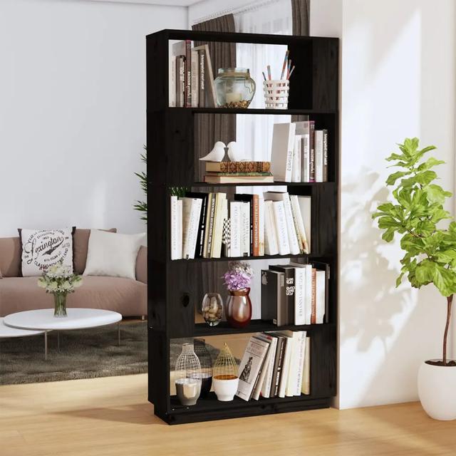 Ireana 163.5Cm H x 80Cm W Geometric Bookcase 17 Stories Colour: Black on Productcaster.